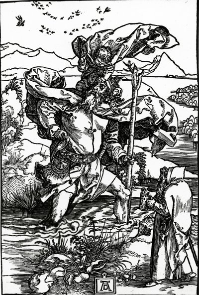 St. Christoffel met de vlucht van vogels, c.1503-4 door Albrecht Dürer